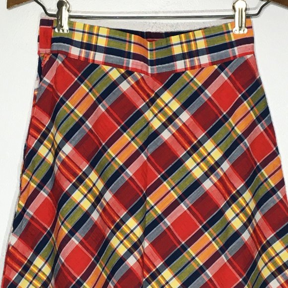 Vintage 60s 70s Plaid Maxi Skirt, Red Blue Plaid A Line Skirt, Hippie Academia - Picture 12 of 14